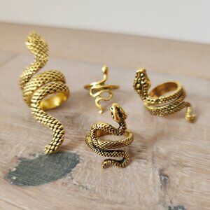 Snake Stackable Rings for Women Snake Ring Jewelry Adjustable Reptile Set of 4